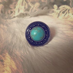 Turquoise and Silver Statement Ring
